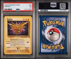 1999 POKEMON FOSSIL #30 ZAPDOS PSA 5 - Image 3