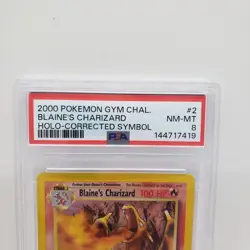 2000 POKEMON GYM CHALLENGE HOLO-CORRECTED SYMBOL #2 BLAINE'S CHARIZARD PSA 8 - Image 2