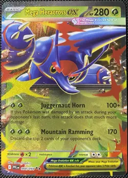 Mega Heracross ex 004/094 Me02: Phantasmal Flames Holo - Pokemon Card - Image 1