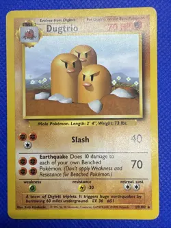 Dugtrio 19/102 Non Holo Rare Base Set Pokemon Card LP - Image 1