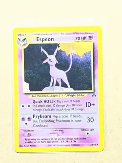 Pokemon Espeon Neo Discovery Rare 70HP Unlimited 20/75 Regular English Card - Image 1
