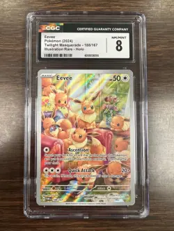 Eevee ~ 2024 Pokemon CGC 8 Card #188/167 Twilight Masquerade Illustration Rare - Image 1
