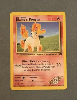 Pokemon TCG Blaine's Ponyta Gym Heroes Card 63/132 Regular LP/NM 1995 Vintage - Image 1