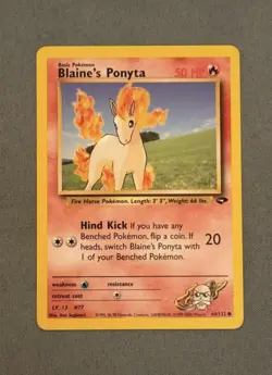 Pokemon TCG Blaine's Ponyta Gym Heroes Card 63/132 Regular LP/NM 1995 Vintage - Image 2