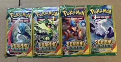2016 POKEMON XY ROARING SKIES 3 Card Mini Booster Packs Complete Pack Art Set - Image 1