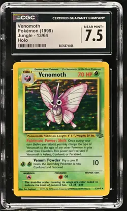 CGC 7.5 Venomoth 1999 Jungle 13/64 Holo Pokemon Card - Image 1