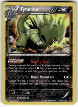 Tyranitar 56/124 XY - Fates Collide LP Pokemon Card TCG - Image 1
