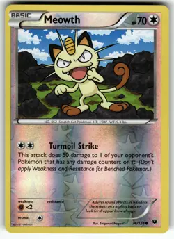 Meowth 74/124 XY - Fates Collide LP Pokemon Card TCG - Image 1