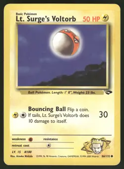 Lt. Surge's Voltorb HP 086/132 Gym Challenge Pokemon Card - Image 1