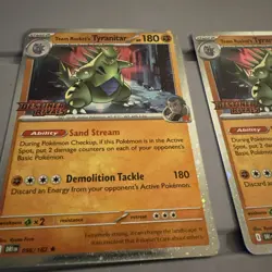 Team Rocket's Tyranitar 096/182 Destined Rivals Stamped Pre Release Pokemon Card - Image 2