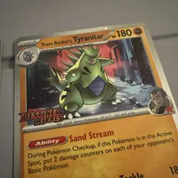 Team Rocket's Tyranitar 096/182 Destined Rivals Stamped Pre Release Pokemon Card - Image 3