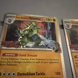 Team Rocket's Tyranitar 096/182 Destined Rivals Stamped Pre Release Pokemon Card - Image 4