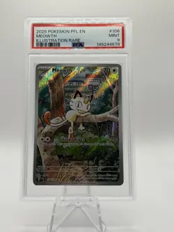 2025 POKEMON PFL EN-PHANTASMAL FLAMES ILLUSTRATION RARE #106 MEOWTH PSA 9 - Image 1