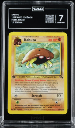 1999 Pokemon 1st Edition Fossil KABUTO - Non Holo Card #50/62 TAG 7 - READ DESC - Image 1
