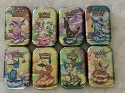 Pokemon TCG Prismatic Evolutions Mini Tin Complete Set - 8 Factory Sealed Tins - Image 1