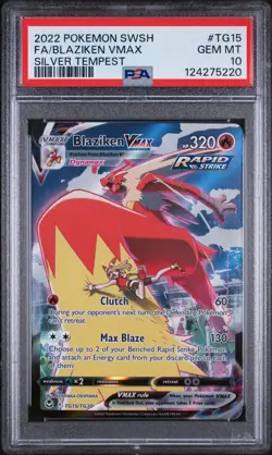Blaziken Vmax Pokemon Sword & Shield Silver Tempest TG15/TG30 PSA 10 - Image 1
