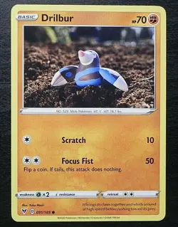 2020 Pokemon Sword & Shield Vivid Voltage 091/185 COMMON Drilbur MINT - Image 1