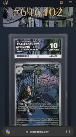 Pokemon TCG Team Rocket's Weezing 199/182 - Destined Rivals - Ace 10 Gem Mint - Image 5