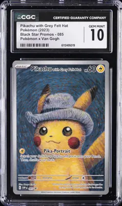 2023 POKEMON X VAN GOGH PROMO #085 PIKACHU WITH GREY FELT HAT CGC 10 - Image 1