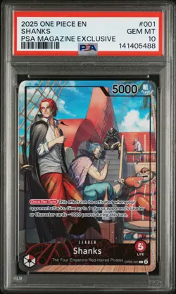 2025 ONE PIECE PROMOS PSA MAGAZINE EXCLUSIVE #001 SHANKS PSA 10 - Image 1