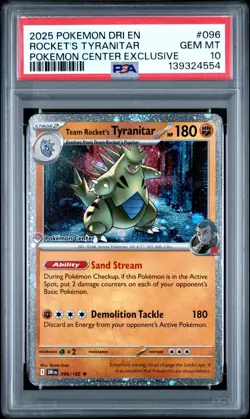 PSA 10 Team Rocket's Tyranitar Pokemon Center Stamped Promo Pokemon Card - Image 1