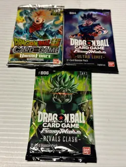Lot Of 3 Dragon Ball Super Card Game Packs Booster Packs B02, FB04, FB06, Sealed - Image 1