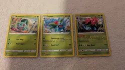 Venusaur 003/078 Holo Rare & Ivysaur Bulbasaur Pokemon GO Evolution Card Set NM - Image 1