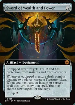 1x Sword of Wealth and Power - Foil - Extended Art Light Play MTG Magic - Kid Ic - Image 1