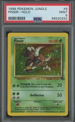 1999 Pokemon Jungle Pinsir Holo #9/64 Graded PSA 9 MINT Original GENUINE Card - Image 1