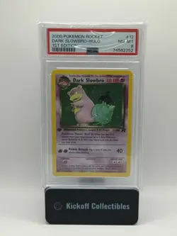 2000 Pokemon 1st Edition Team Rocket Dark Slowbro Holo #12 PSA 8 NM-MT - Image 1