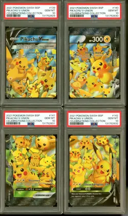 2021 POKEMON SWSH V-UNION ENGLISH PSA 10 LOT SEQUENTIAL SWSH 139-142 PIKACHU - Image 1