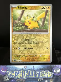 Pokemon Card Pikachu 025/165 Scarlet & Violet 151 Reverse Holo Rare NM - Image 1