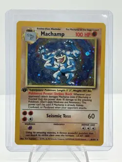 Pokemon TCG Machamp Holo 1st Edition Base Set 8/102 NM-LP Rare - Image 1