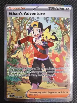 Pokemon Destined Rivals Ethan's Adventure 236/182 Special Illustration Rare NM - Image 1