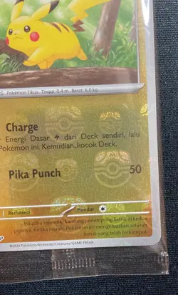 Pikachu Master Ball Mirror Holo Monthly Promo Indonesia 2024 Pokemon #120/SV-P - Image 4