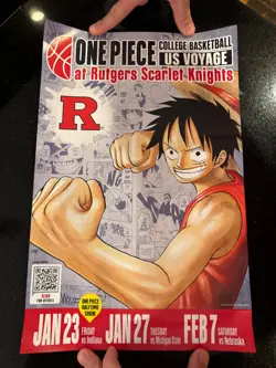 One Piece Monkey.D.Luffy US College Rutgers Basketball Promo Card & Poster - Image 2