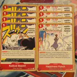 One Piece Monkey.D.Luffy OP01-024 SR + 4x Radical Beam!!! 029 UC/Happiness Punch - Image 3
