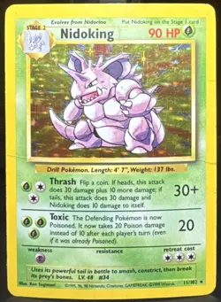 Pokemon TCG Nidoking Base Set 11/102 Holo Rare 1999-2000 Base Set Pokemon Card - Image 1