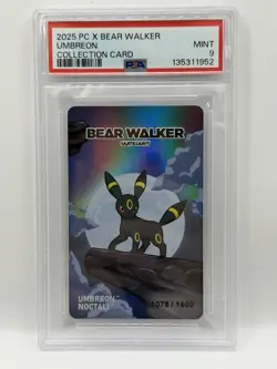 Umbreon Pokemon Center X Bear Walker Skateboard Card Serialized 1078/1600 PSA 9 - Image 1