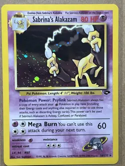 Pokemon Sabrina's Alakazam Gym Challenge Holo Rare 80HP 16/132 English Card - Image 1