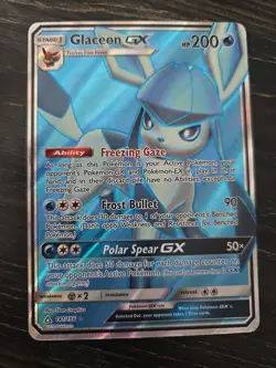 Pokemon TCG Glaceon GX Full Art Holo Card 141/156 Sun and Moon Ultra Prism - Image 1