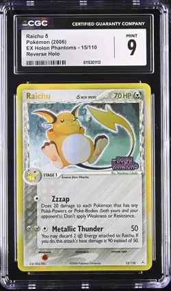 CGC 9 Raichu 2006 EX Holon Phantoms 15/110 Reverse Holo Stamped Pokemon Card - Image 1