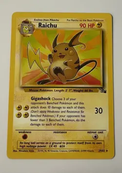 Raichu 29/62 Fossil Non-Holo Unlimited Vintage WOTC Pokemon TCG Card NM-LP - Image 1