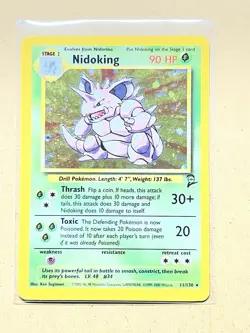 Pokemon Nidoking Base Set 2 Holo Rare 90HP 011/102 English 2000 Card - Image 1