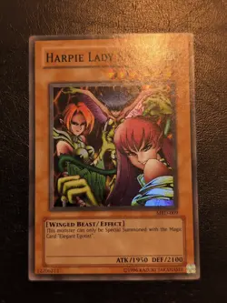 Yu-Gi-Oh! SUPER RARE CARD HARPIE LADY SISTERS MRD-009 1996 VINTAGE PRINT NM/VLP - Image 1