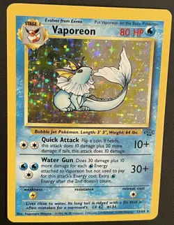 Pokemon TCG Vaporeon Holo Rare Card Jungle Set, #12/64, Vintage - Image 1
