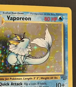Pokemon TCG Vaporeon Holo Rare Card Jungle Set, #12/64, Vintage - Image 4