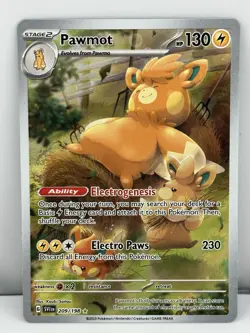 Pokemon Pawmot TCG Scarlet & Violet Base Set Holo Illustration Rare Card 209/198 - Image 1