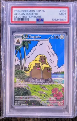 Pokemon TCG - Alolan Dugtrio - Surging Sparks - Illustration Rare - PSA 9 - MINT - Image 1