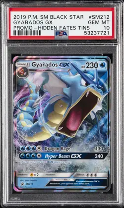 2019 POKEMON SM BLACK STAR PROMO HIDDEN FATES TINS #SM212 GYARADOS GX PSA 10 - Image 1